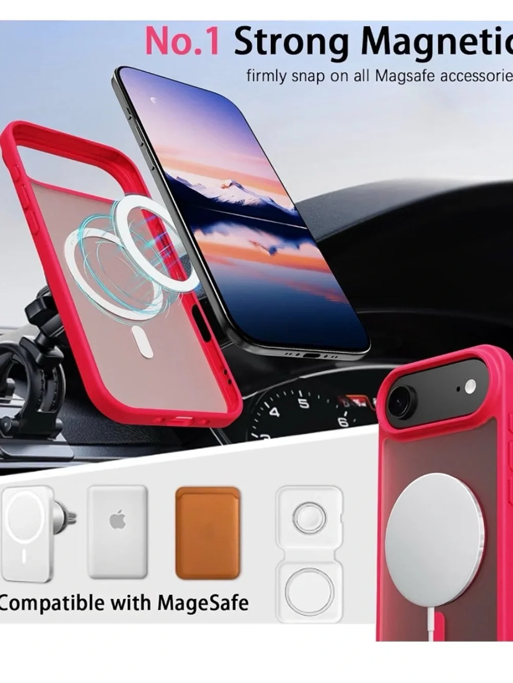 Magnetic Pink MagSafe-Compatible Protective Phone 17 Air Case